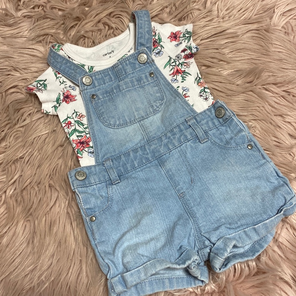 Cute Floral Overalls Set